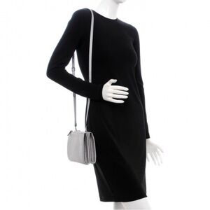MCM Grained Calfskin Spike Silver Milla Double Crossbody Bag
